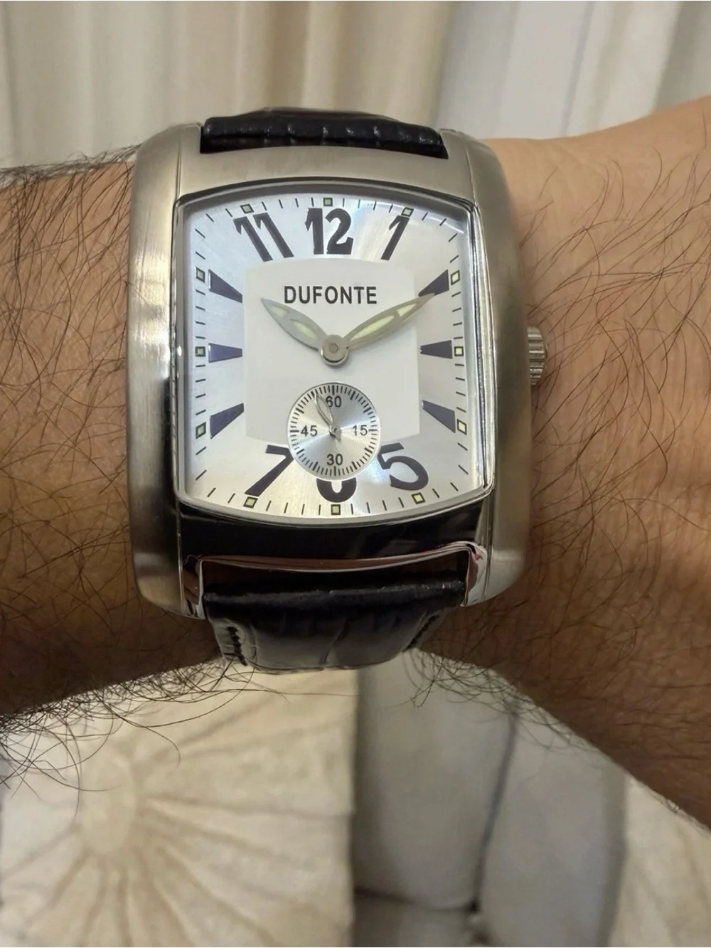 Vintage Dufonte by Lucien Piccard Men's Watch 83029SLB Tonneau Quartz 34-44mm